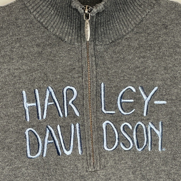 Harley Davidson Women's 1/4 Zip Gray Sweater Sz XL Cotton Motorcycles Logo Biker - Picture 5 of 12